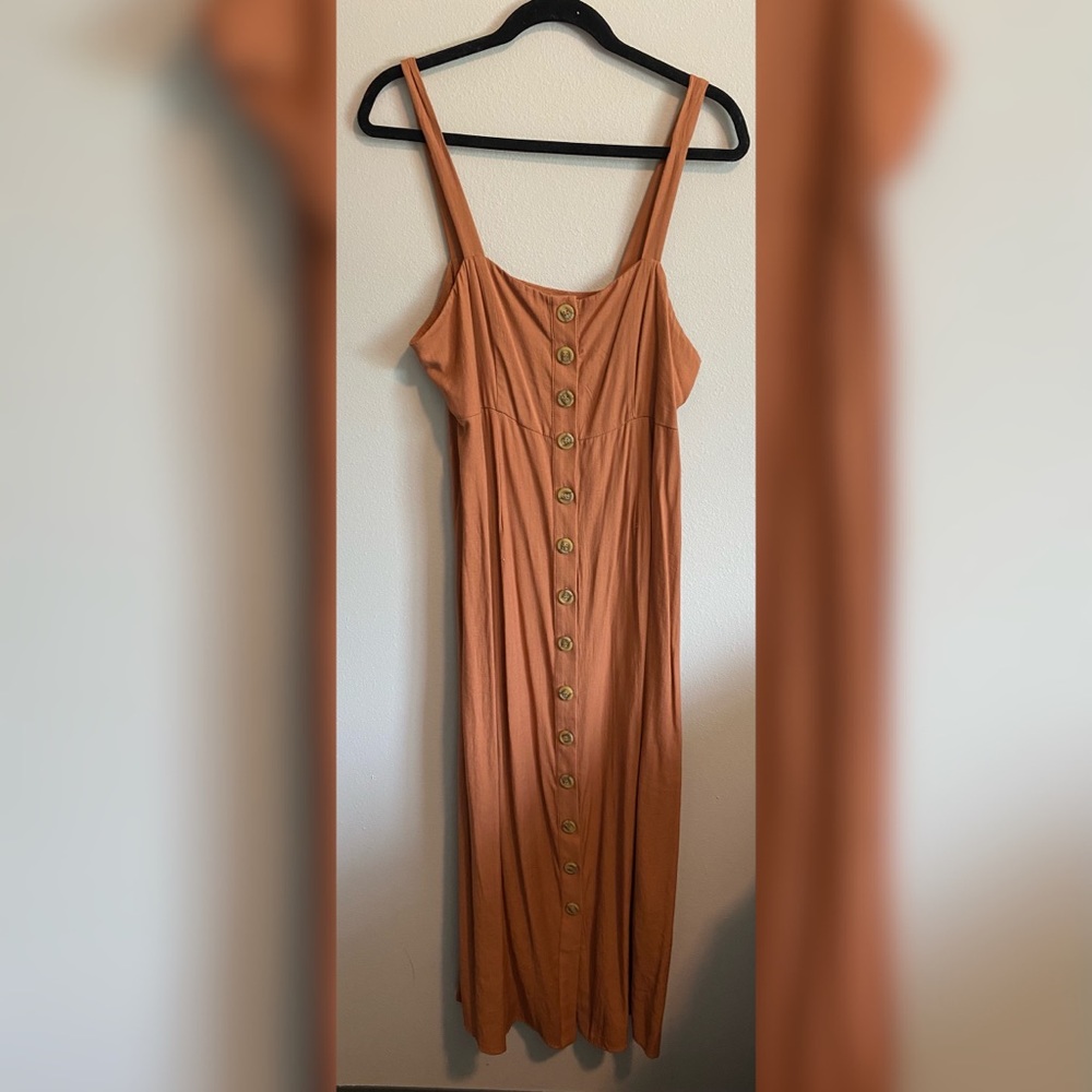 Full length rusty orange dress